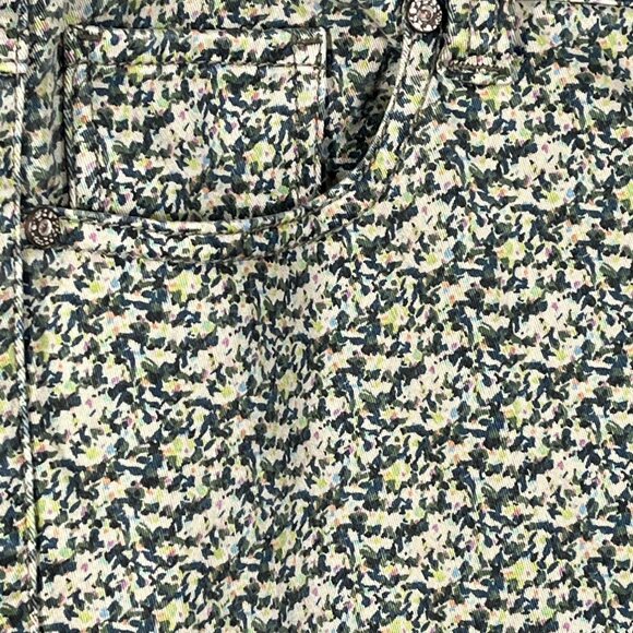 Cabi Jeans Size 4 Skinny Stretch Ditsy Olive Green Printed Denim Pants Casual - Picture 7 of 12
